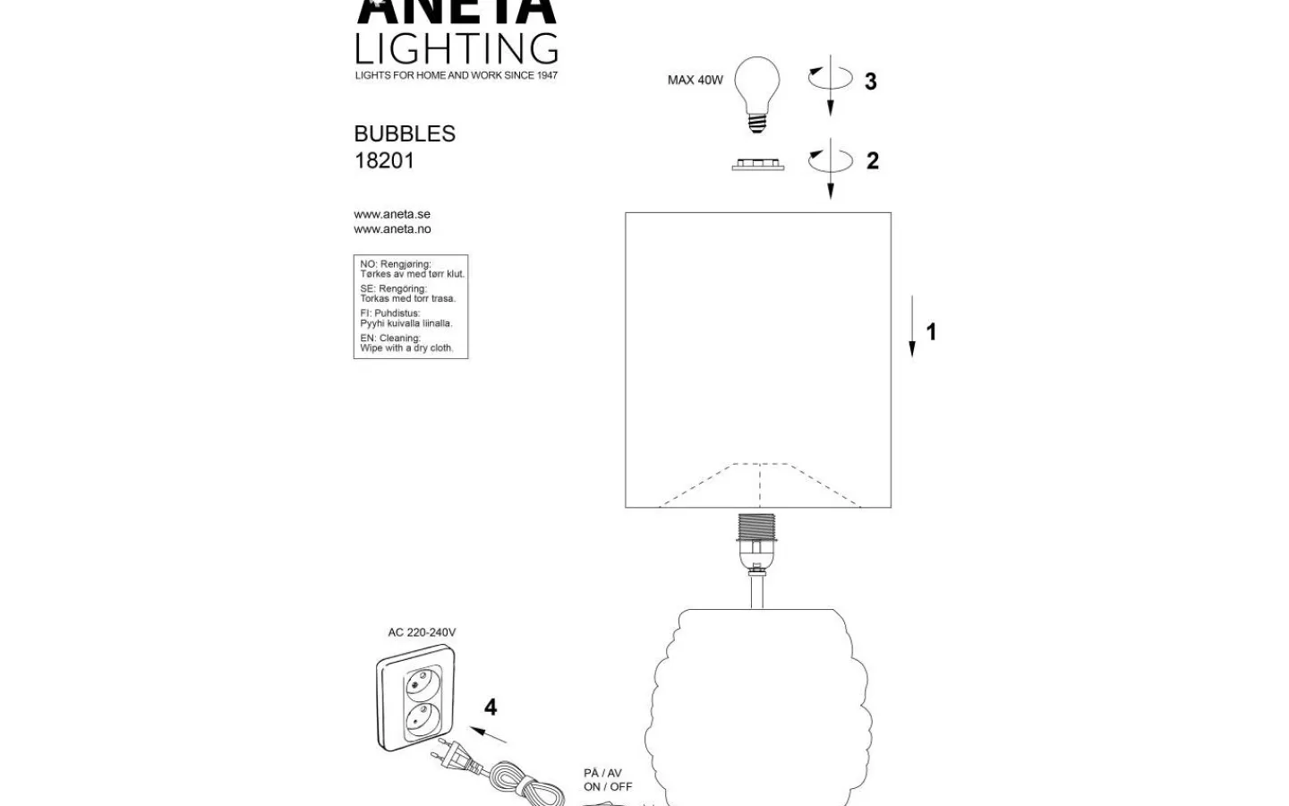 Bordslampor-Aneta Bubbles Bordslampa 49cm Naturvit