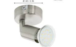 Takspot Med 1 Lampa-Eglo Buzz Takspotlight 6cm GU10 LED 3000K 2,8W Nickel