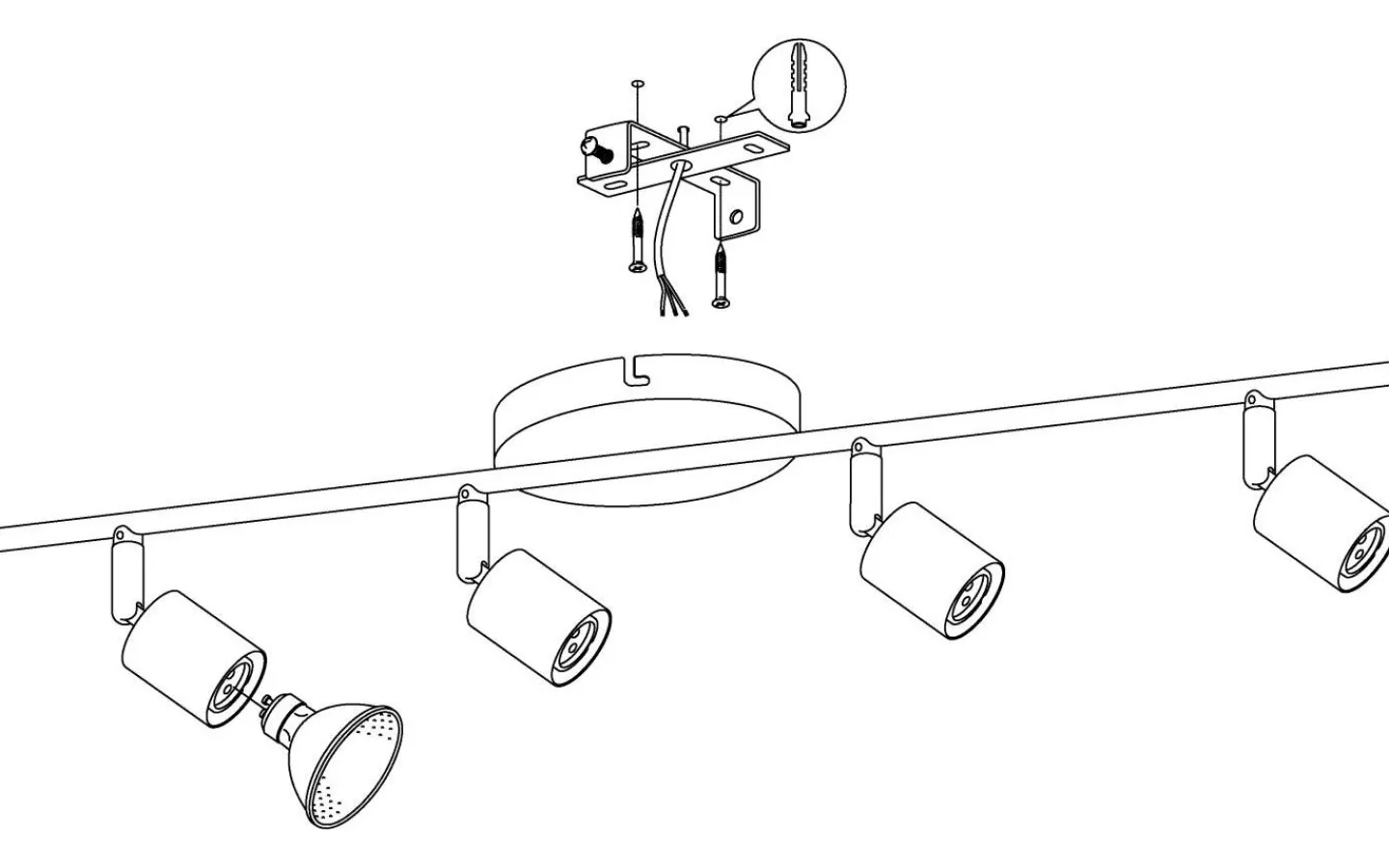 Avlånga Takspotlights|Takspot Med Minst 4 Lampor < Eglo Buzz Takspotlight 69cm GU10 LED 3000K 4x2,8W Nickel