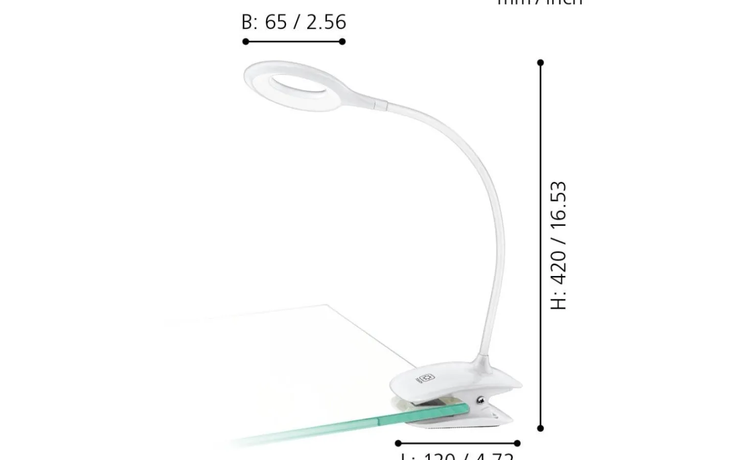 Klämlampor < Eglo Cabado Klämlampa 42cm Batteri/USB LED 3000K 3W Vit