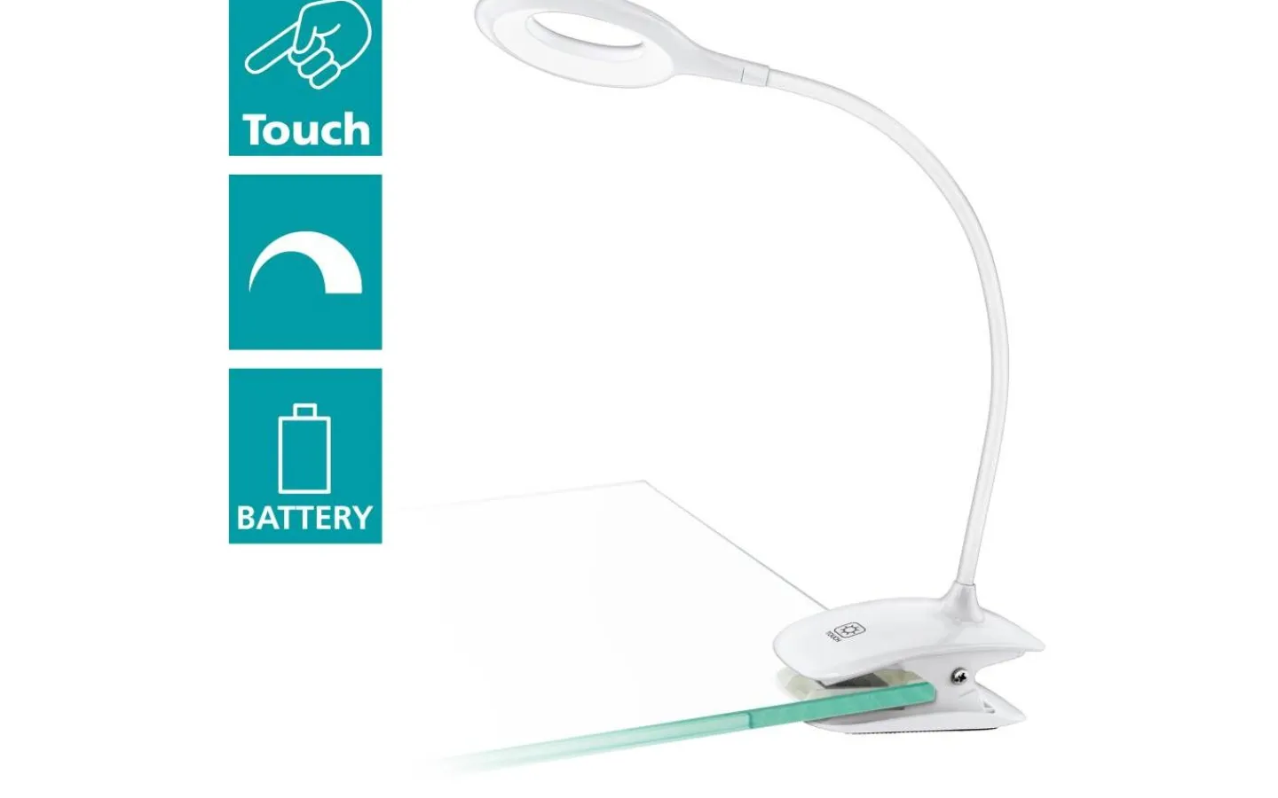 Klämlampor < Eglo Cabado Klämlampa 42cm Batteri/USB LED 3000K 3W Vit