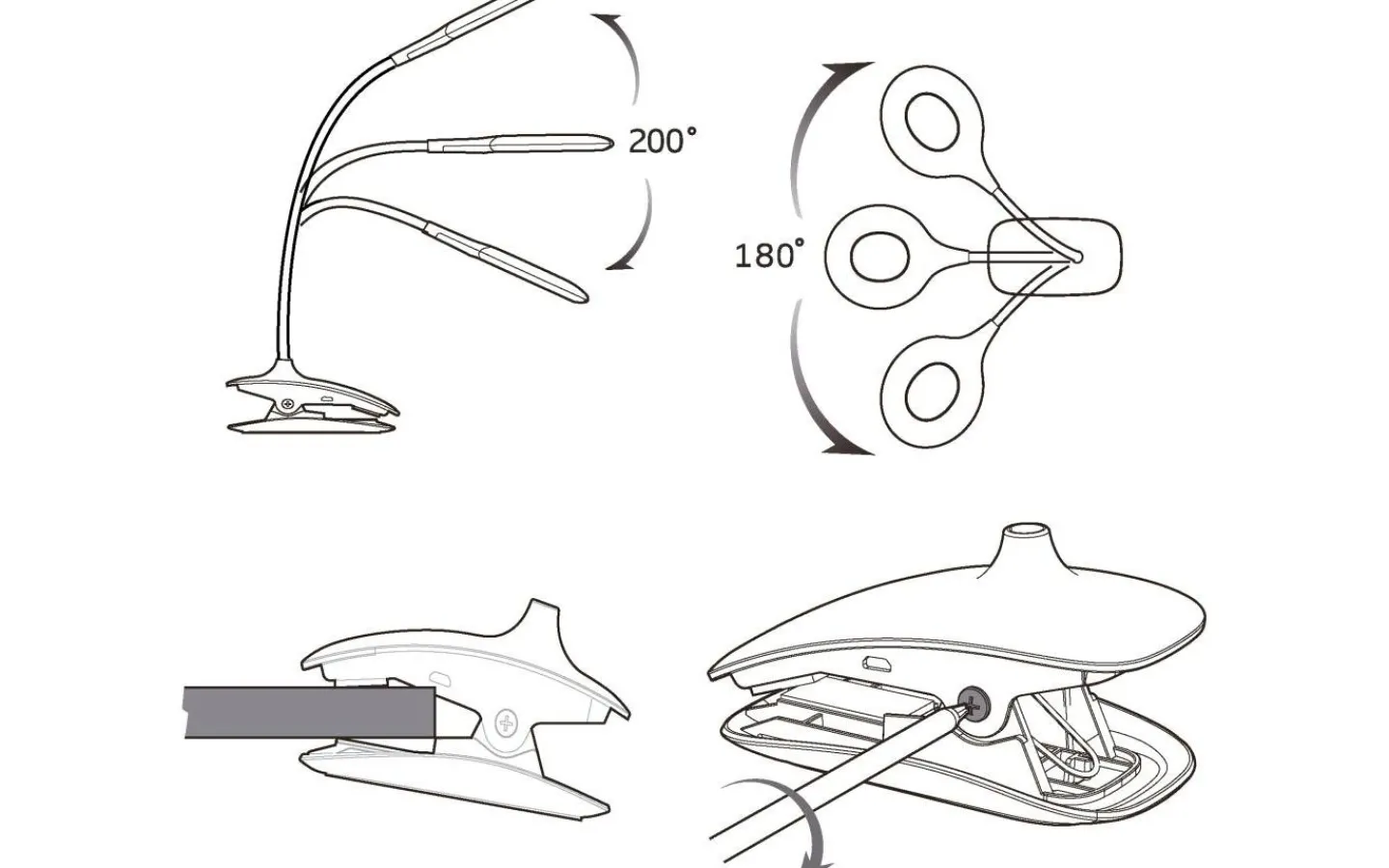 Klämlampor < Eglo Cabado Klämlampa 42cm Batteri/USB LED 3000K 3W Vit