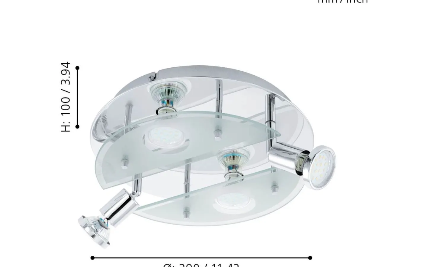 Plafonder < Eglo Cabo Plafond 29cm LED Krom