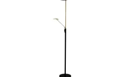 Uplight|Golvläslampor-Aneta Cadiz Golvlampa 186cm LED 28W+5W 3000K Svart/Mässing