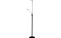 Uplight|Golvläslampor-Aneta Cadiz Golvlampa 186cm LED 28W+5W 3000K Svart/Mässing