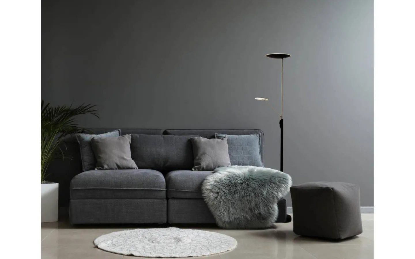 Uplight|Golvläslampor-Aneta Cadiz Golvlampa 186cm LED 28W+5W 3000K Svart/Mässing
