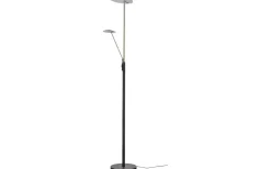 Uplight|Golvläslampor-Aneta Cadiz Golvlampa 186cm LED 28W+5W 3000K Svart/Mässing