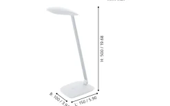 Skrivbordslampor-Eglo Cajero Skrivbordslampa 50cm USB LED 4000K 4,5W Vit