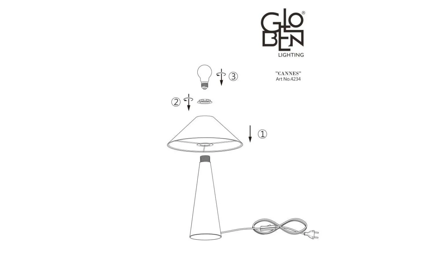 Bordslampor-Globen Lighting Cannes Bordslampa 40cm Vit