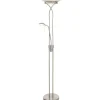 Uplight|Golvläslampor-Aneta Cannes Golvlampa 1,8m LED 3000K 25W+5W Dimbar Stål