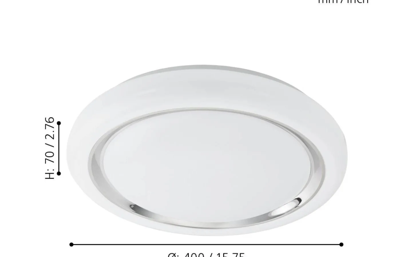 Plafonder < Eglo Capasso Plafond 40cm LED 3000K 20W Vit/Krom