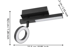 Takspot Med 1 Lampa < Eglo Cardillio 2 Takspotlight 23cm LED 3000K 3,2W + 2,2W Svart