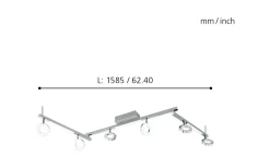 Avlånga Takspotlights|Takspot Med Minst 4 Lampor < Eglo Cardillio Takspotlight 159cm LED 3000K 6x3,2W + 3x3,3W Krom