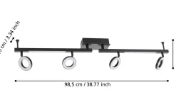 Avlånga Takspotlights|Takspot Med Minst 4 Lampor-Eglo Cardillio 2 Takspotlight 99cm LED 3000K 4x3,2W + 2x3,3W Svart