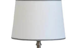 Enfärgade Runda Lampskärmar-Hallbergs Carolin Lampskärm Ø24cm Vit, Grått Band