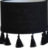 Cylinder Lampskärmar < Hallbergs Carolin Lampskärm Cylinder med Fransar Ø30cm Svart
