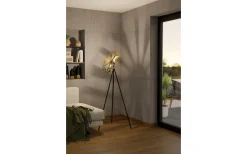 Golvlampor-Eglo Castanuelo Golvlampa 152cm Svart/Guld