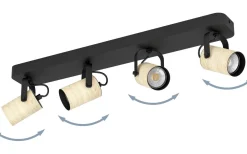 Avlånga Takspotlights|Takspot Med Minst 4 Lampor-Eglo Cayuca Takspotlight 58cm GU10 LED 3000K 4x3W Svart