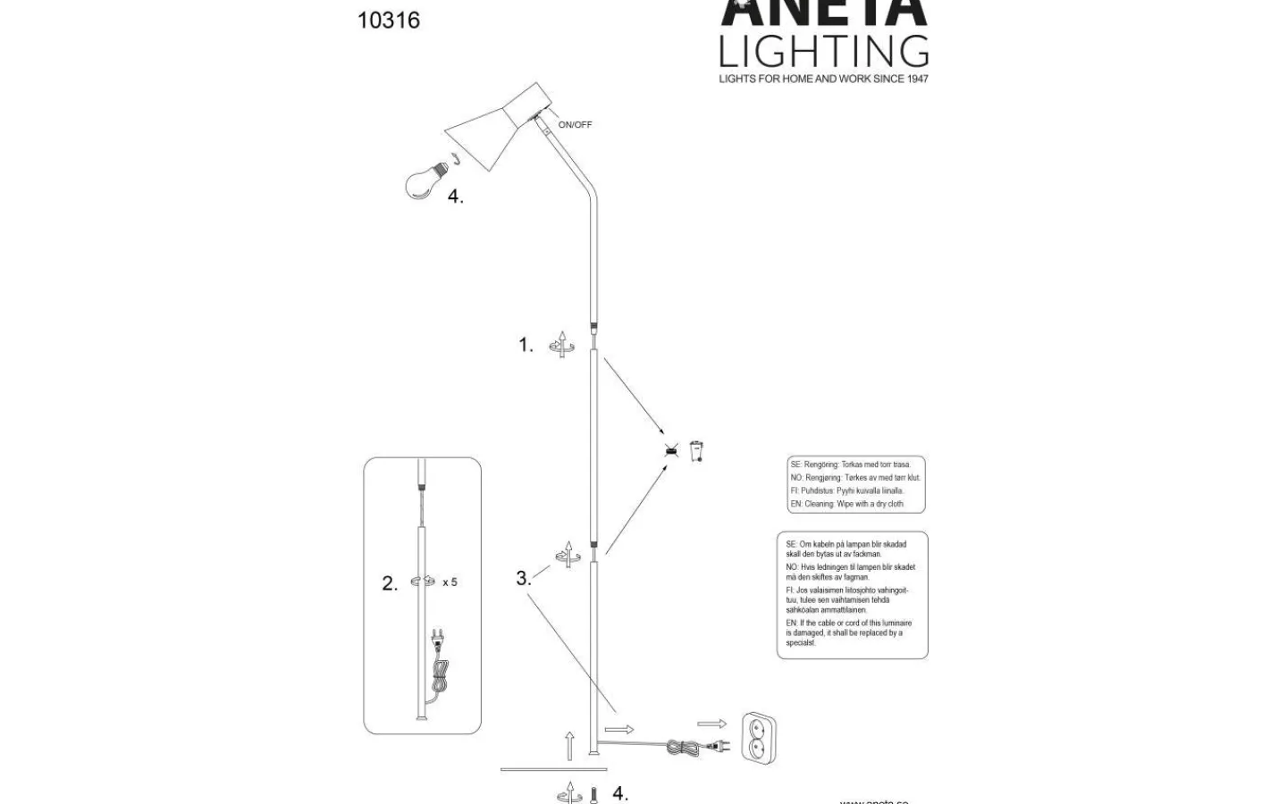 Golvläslampor-Aneta Ceres Golvlampa 146cm Sand
