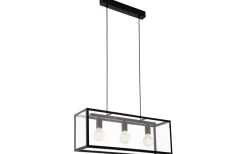 Avlånga Taklampor-Eglo Charterhouse Taklampa 73cm 3L Svart/Klar Gl.