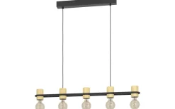 Avlånga Taklampor < Eglo Chieveley Taklampa 89cm Svart/Gummiträ
