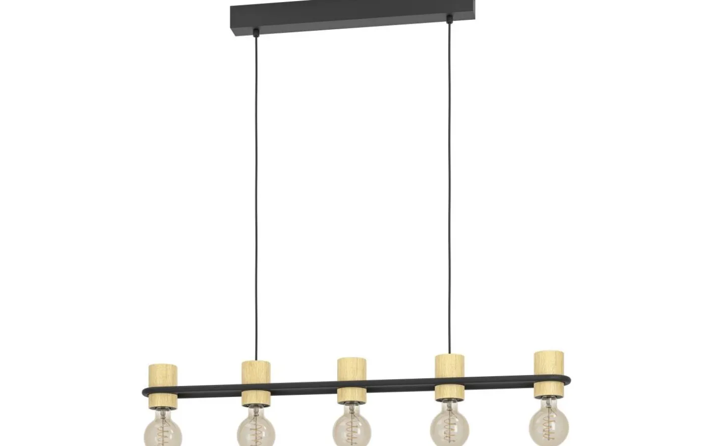 Avlånga Taklampor < Eglo Chieveley Taklampa 89cm Svart/Gummiträ