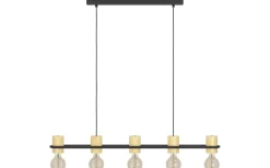 Avlånga Taklampor < Eglo Chieveley Taklampa 89cm Svart/Gummiträ