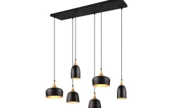 Avlånga Taklampor-Trio Lighting Chiraz Takpendel 6-delad E27 mattsvart/mattmässing