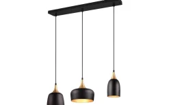 Avlånga Taklampor-Trio Lighting Chiraz Takpendel 3-delad E27 mattsvart/mattmässing