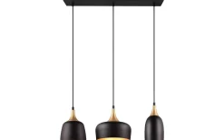 Avlånga Taklampor-Trio Lighting Chiraz Takpendel 3-delad E27 mattsvart/mattmässing