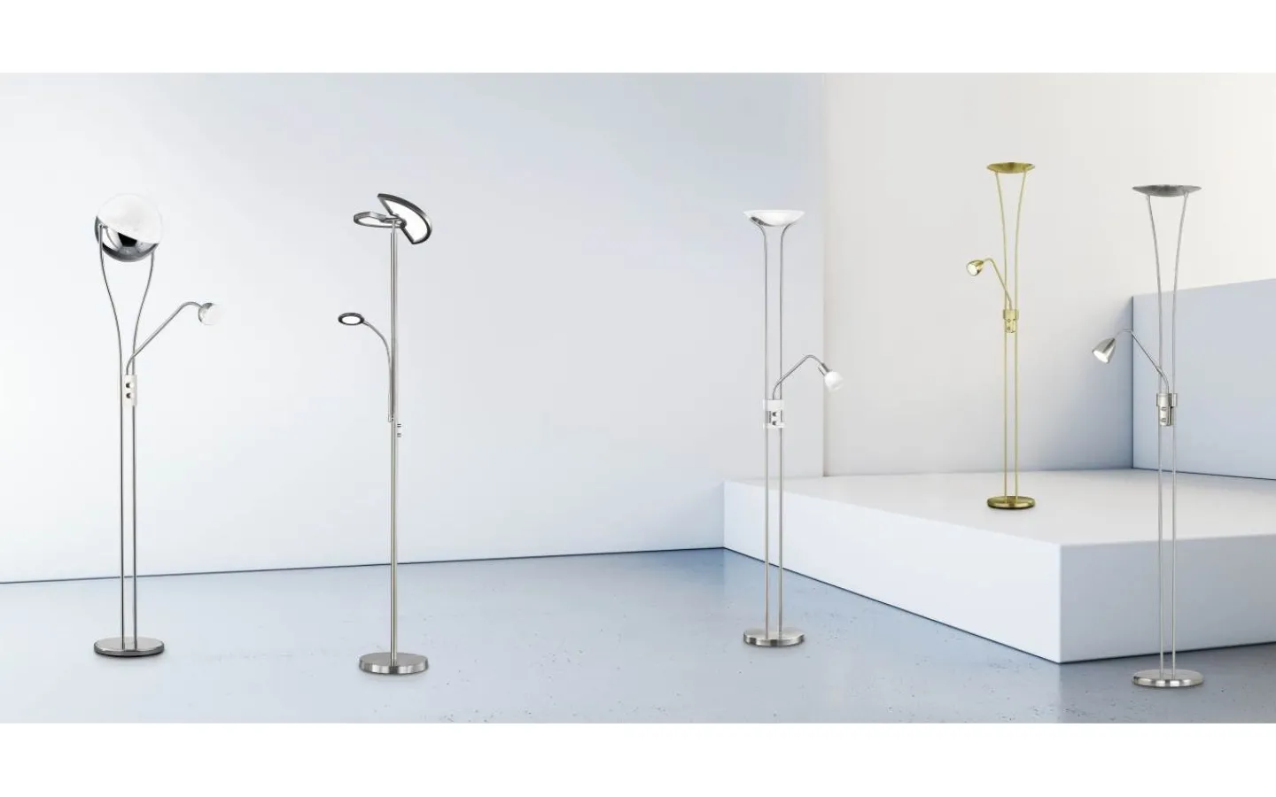 Uplight|Golvläslampor-Trio Lighting Chris Golvlampa LED uplight krom
