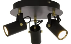 Hall & Trappa|Runda Takspotlights-Aneta Cilindro Takspotlight 29cm LED 3x6W 3000K Svart/Matt Mässing