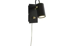 Sovrum|Läslampor < Aneta Cilindro Vägglampa LED 6W 3000K Svart/Matt Mässing