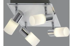 Takspot Med Minst 4 Lampor-Trio Lighting Clapton Spotlight LED 4-delad fyrkantig krom