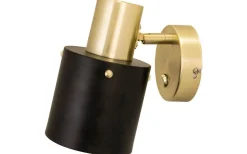 Sovrum|Läslampor-Globen Lighting Clark 1 Vägglampa E27 Svart/Borstad Mässing