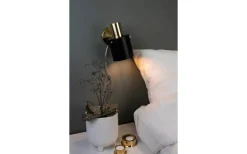 Sovrum|Läslampor-Globen Lighting Clark 1 Vägglampa E27 Svart/Borstad Mässing