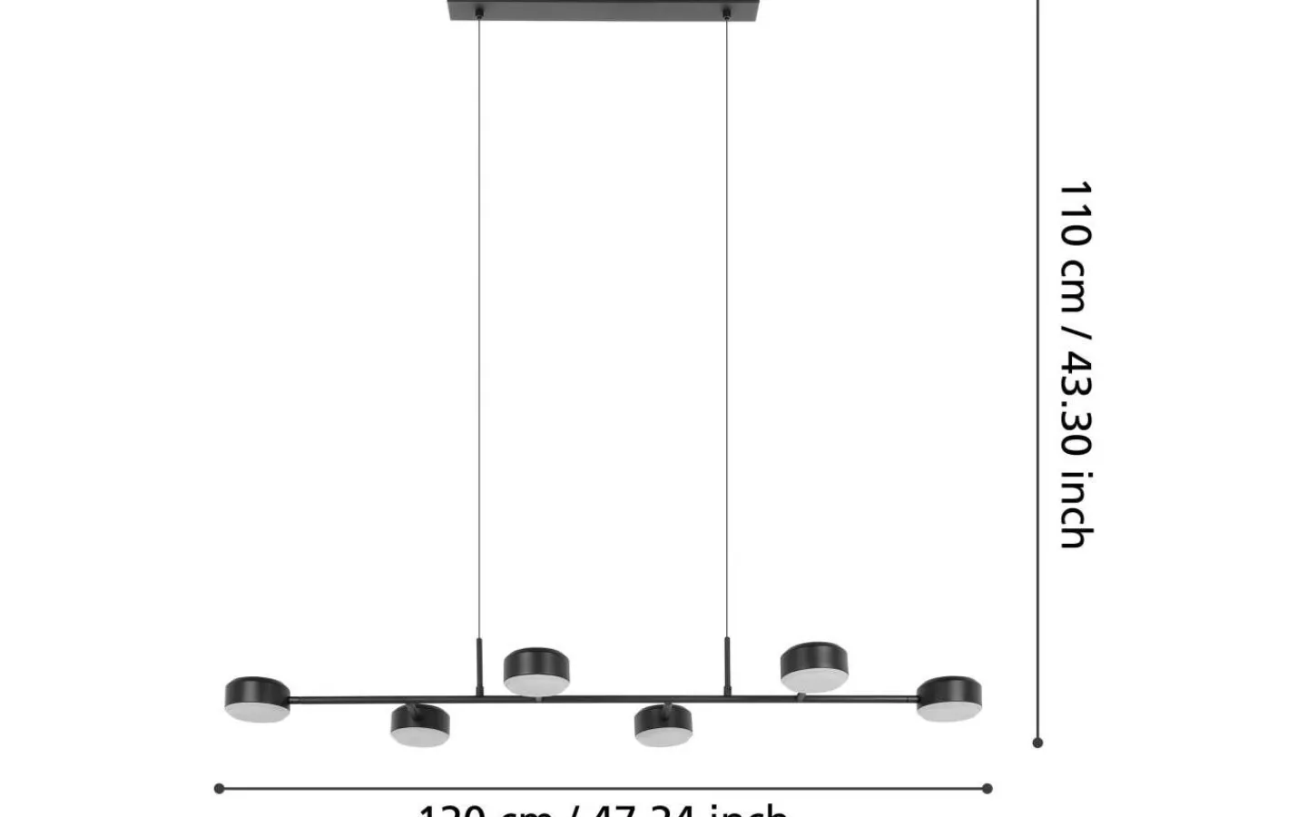 Avlånga Taklampor < Eglo Clavellina Taklampa 120cm LED 3000K 6x7W Svart