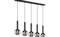 Avlånga Taklampor-Trio Lighting Clayton Takpendel 5-delad E27 mattsvart
