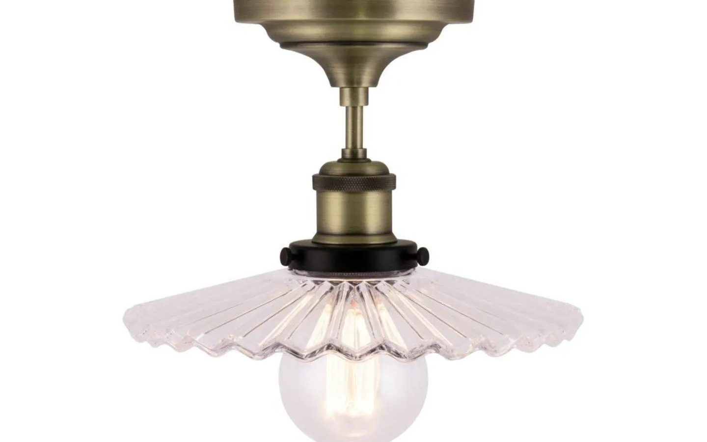Hall & Trappa|Plafonder < Globen Lighting Cobbler Plafond 25cm E27 Antikmässing/Klar