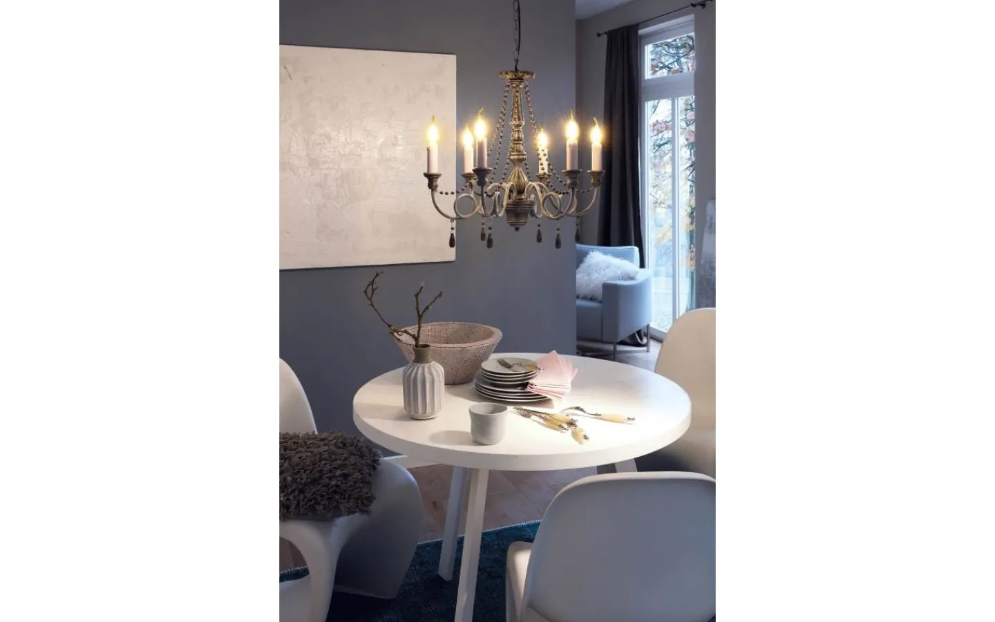 Kristallkronor|Stora Taklampor Ø50-69 Cm-Eglo Colchester Takkrona 58cm Taupe