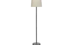 Golvlampor-PR Home Columbus Golvlampa 131cm Råsilver med lampskärm Sofia Natur