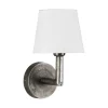 Hall & Trappa|Lampetter-PR Home Columbus Vägglampa Råsilver med lampskärm Mia Lin Vit