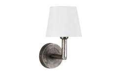 Hall & Trappa|Lampetter-PR Home Columbus Vägglampa Råsilver med lampskärm Mia Lin Vit