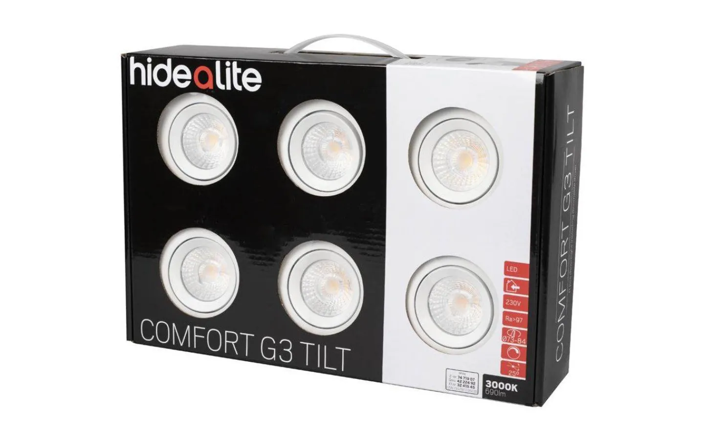 230V Led Spotlights < Hidealite Comfort G3 Tilt 6-Pack Vit 3000K 7,5W IP44
