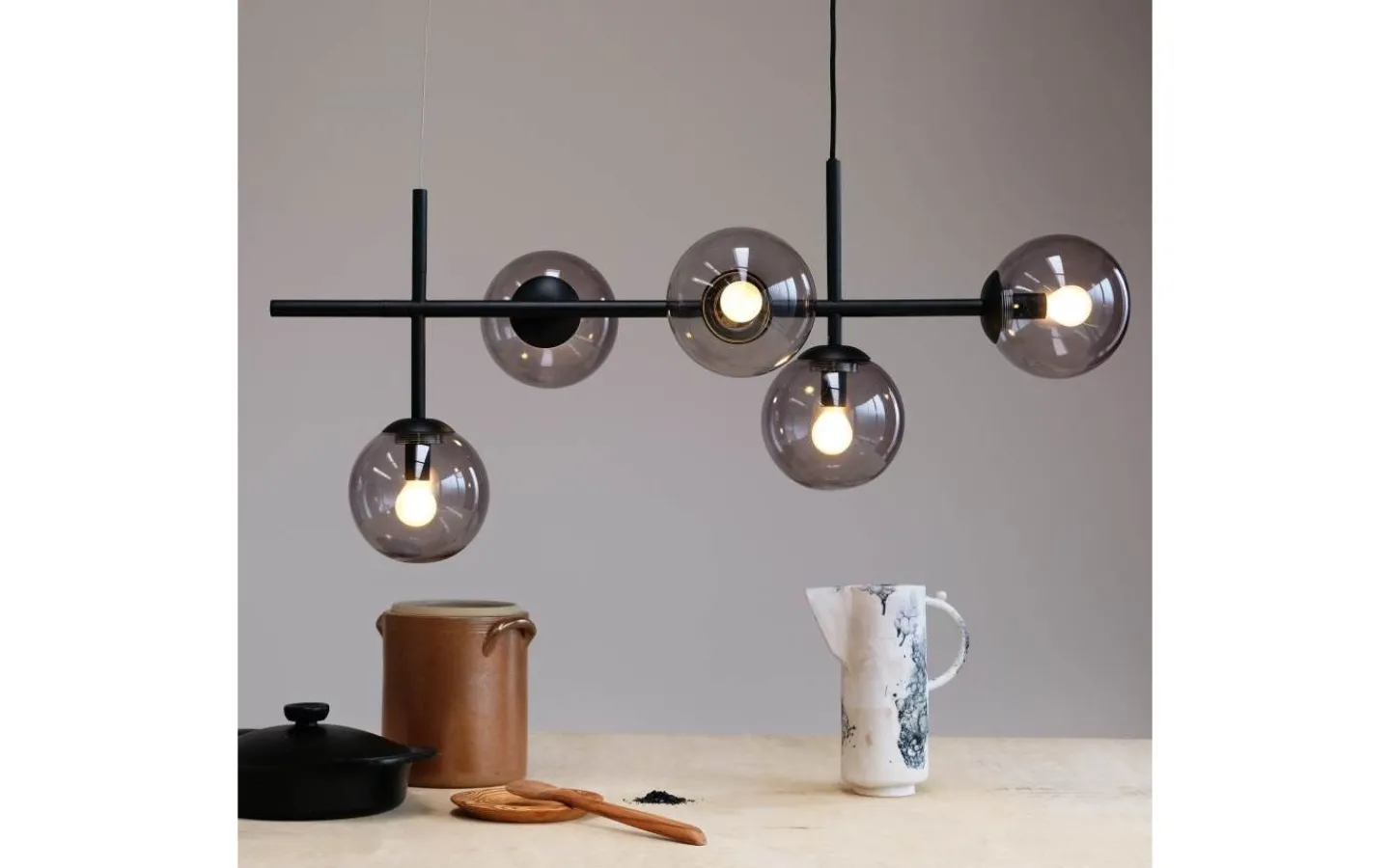 Avlånga Taklampor-Dyberg Larsen Como Taklampa 93cm Rök/Svart