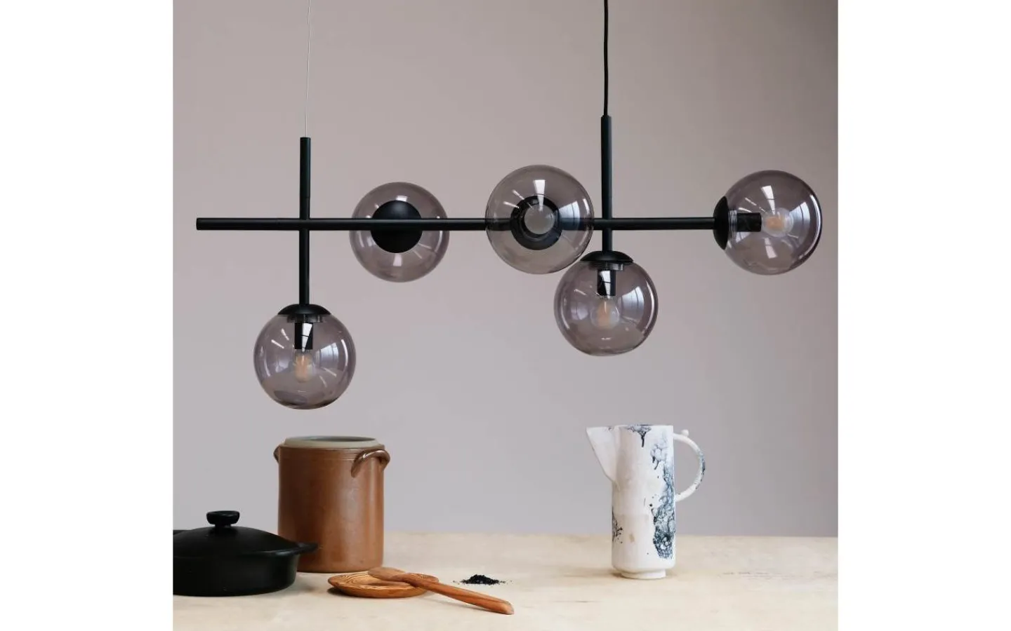 Avlånga Taklampor-Dyberg Larsen Como Taklampa 93cm Rök/Svart