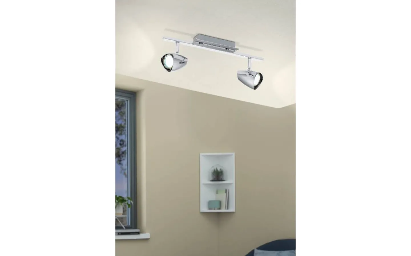 Avlånga Takspotlights|Takspot Med 2 Lampor < Eglo Corbera Takspotlight 39cm GU10 LED 3000K 2x2,8W Krom
