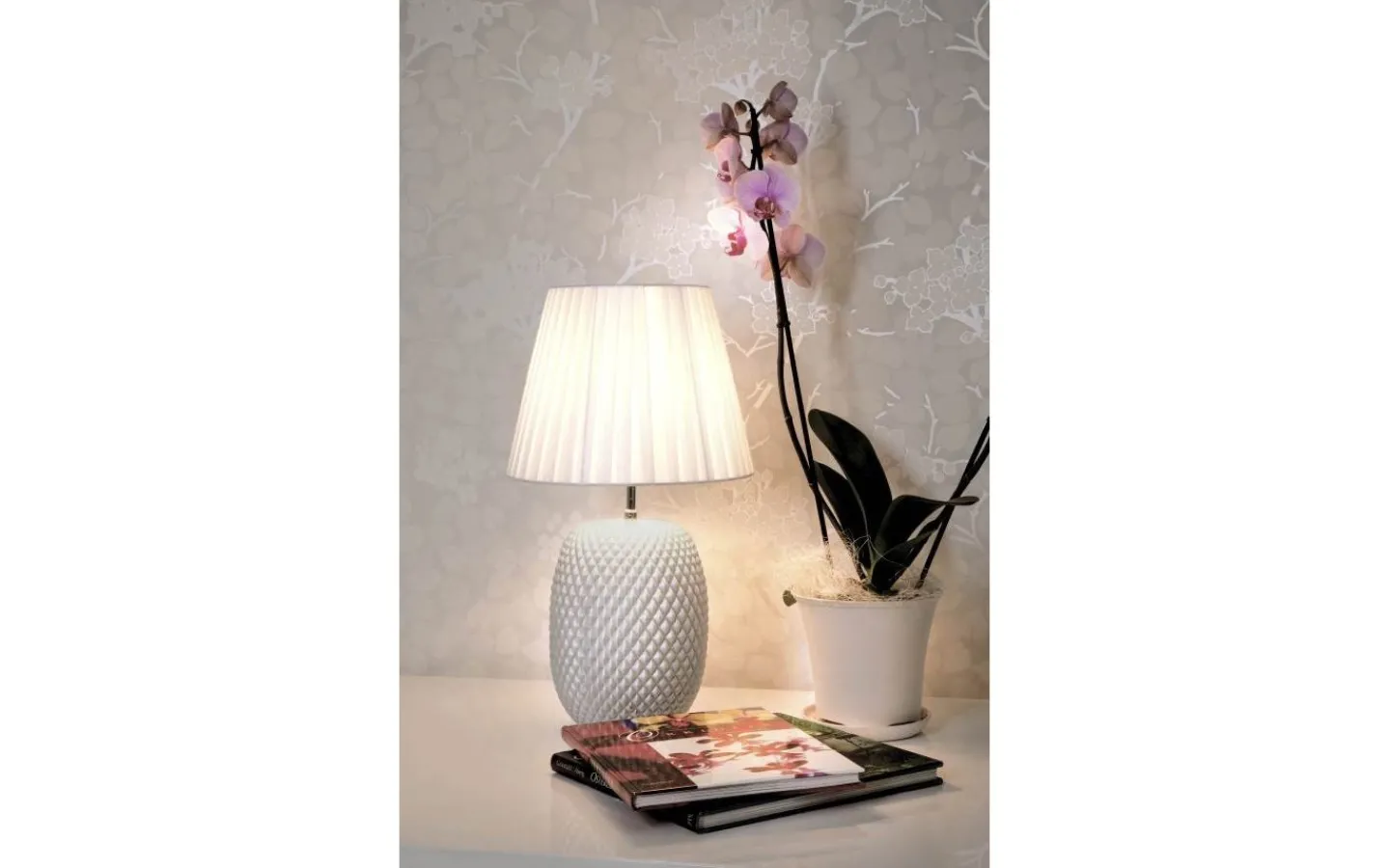 Bordslampor-Aneta Cornelia Bordslampa 42cm Silver/Vit