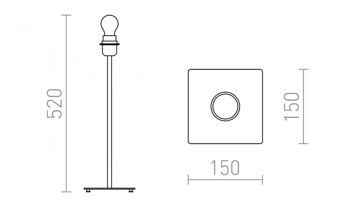 Lampfötter-Rendl Cortina Lampfot 44cm E27 Grå