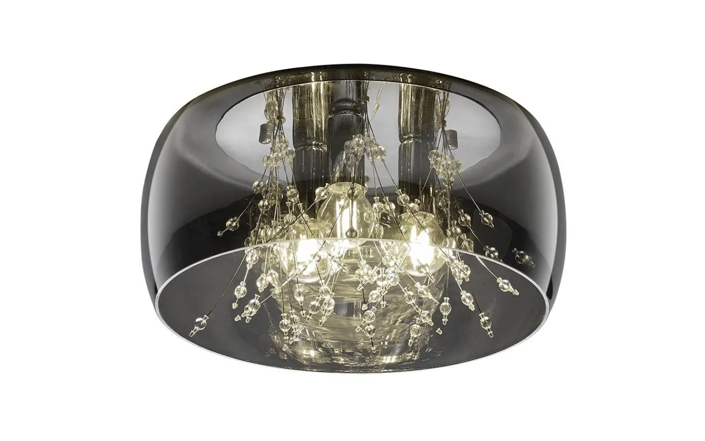 Plafonder-Trio Lighting Crystal Plafond 35cm 3xE14 krom/rökfärgat glas